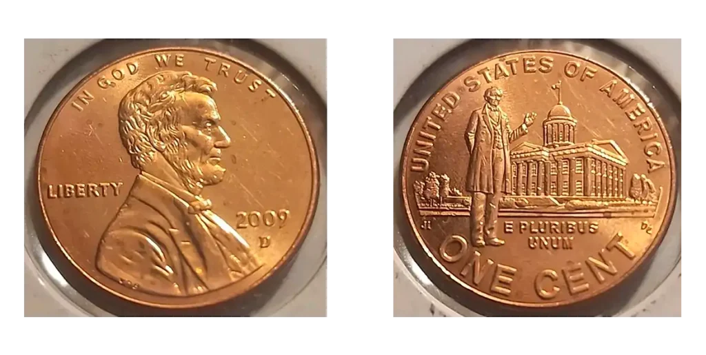 obverse and reverse of the 2009-D Penny