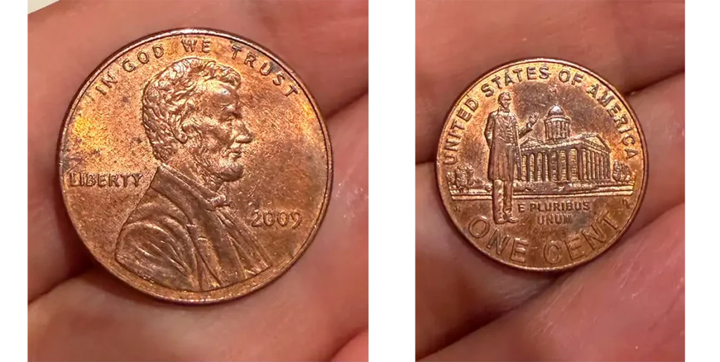 obverse and reverse of the 2009 No Mint Mark Penny