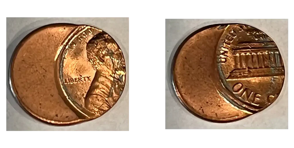 obverse and reverse of the 2009 Penny Off-Center Strikes